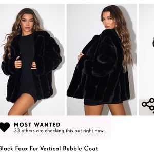 Black fur coat - Pretty Little Thing - never been worn!